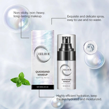 Quicksand Makeup Setting Spray, Long Lasting Makeup Fixing Spray with Mint Leaf & Hyaluronic Acid, Oil Control Refreshing Face Mist 30Ml