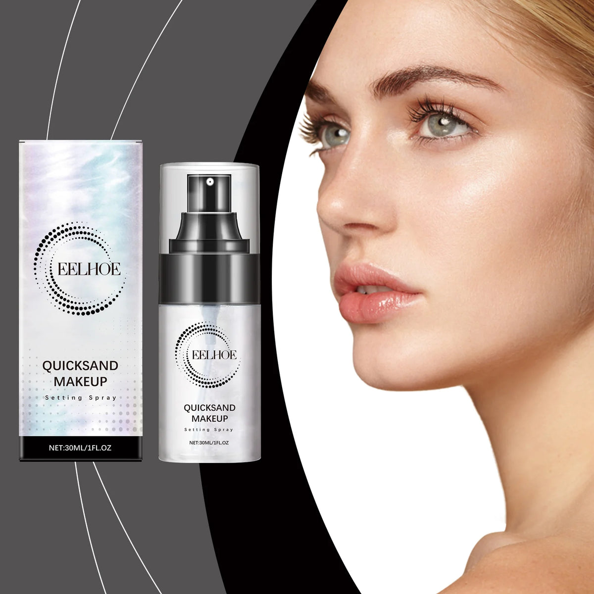 Quicksand Makeup Setting Spray, Long Lasting Makeup Fixing Spray with Mint Leaf & Hyaluronic Acid, Oil Control Refreshing Face Mist 30Ml