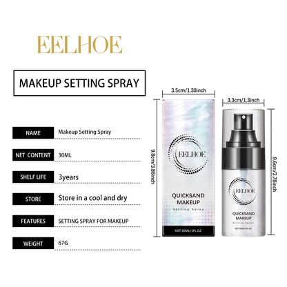 Quicksand Makeup Setting Spray, Long Lasting Makeup Fixing Spray with Mint Leaf & Hyaluronic Acid, Oil Control Refreshing Face Mist 30Ml